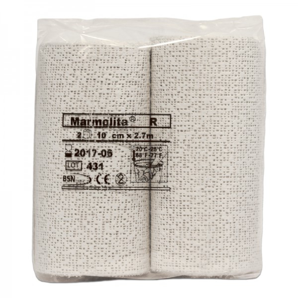 Bandage-plâtre Marmolita R 10 cm x 2,7 mts (sachet de deux unités)